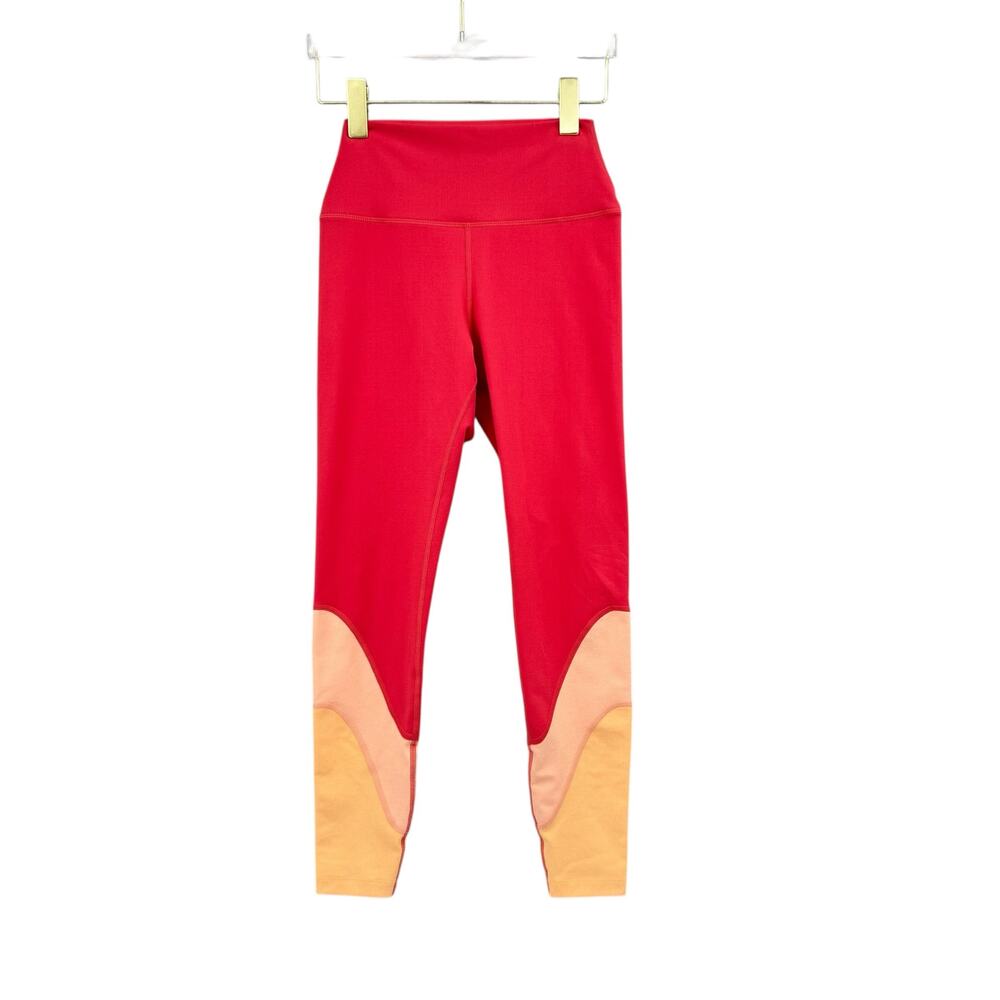 Playground Active Orange Color Block High Waist Cropped Buttery Soft Leggings